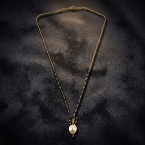 Collier personnalisé en laiton italien plaqué rhodium, perles de rocaille en quartz, perle solitaire, lariat, bijoux de luxe pour femme, cadeau de mariée - Product Image 6