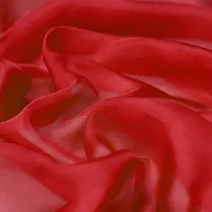 6毫米140厘米中国红法国纯丝雪纺轻薄面料围巾连衣裙