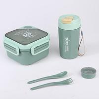 Boîte à lunch en plastique sans BPA de 1,1 L pour micro-ondes et bouteille d'eau de 500ml ensemble de pinic de voyage pour enfants