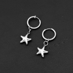 2026 New Simple Niche Design Stainless Steel Star Shaped Drop <b>Earrings</b> Silver Plated Unisex's <b>Earrings</b> Trendy Jewelry Wholesale - Product Image 4