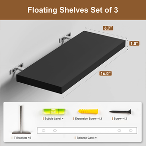 رفوف خشبية عائمة بلون بني ريفي، رف صغير معلق على الحائط للحمام وغرفة المعيشة، مجموعة تخزين وديكور - Product Image 5