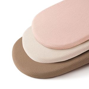 Fundas de colchón de cuna de algodón orgánico al por mayor para recién nacidos, sábanas ajustables unisex para moisés de bebé - Product Image 3