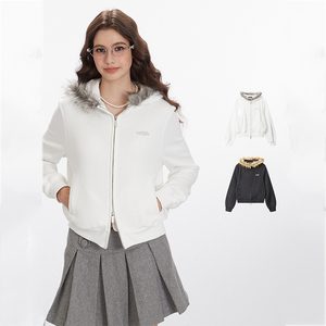 Sweat à capuche unisexe à double fermeture éclair, coupe ample, logo personnalisé, poids lourd, automne, fourrure synthétique, anti-rides numérique - Product Image 5