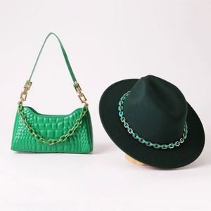 Venta al por Mayor 2023, Nuevo Diseño, Conjunto de Sombrero Fedora Blanco y Bolso para Mujer - Product Image 3