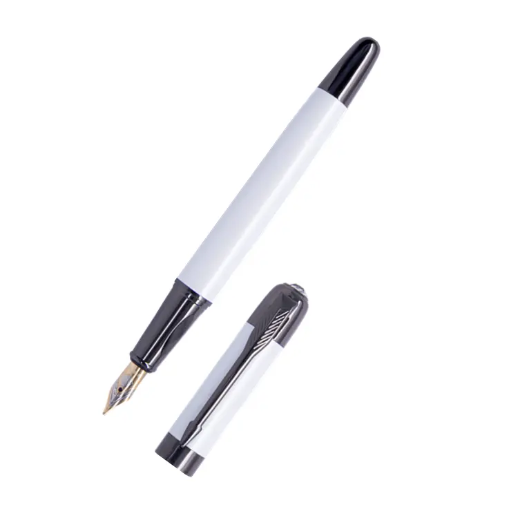 Офисные канцелярские принадлежности 2018, черное перо, золотые детали, Лидер продаж, металлическая перьевая ручка с принтом логотипа на заказ