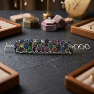 Art Palace - Pulsera clásica bohemia para mujer, con cuentas de cristal multicolor, chapada en plata, de aleación, regalo de joyería - Product Image 1