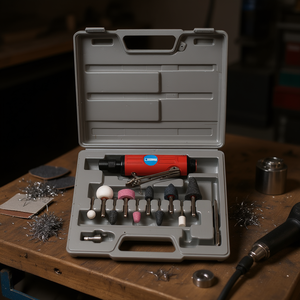 Juego de amoladoras axiales neumáticas Fervi con resortes, kit de 12 piezas para pulir metal y madera - Product Image 3