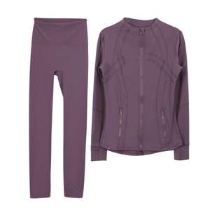 Conjunto Deportivo Lulu Original con Chaqueta de Cuello Alto y Pantalones Largos de Nueve Puntos, para Yoga, Mujer, Spandex, Alta Elasticidad, Fitness, Running - Product Image 3