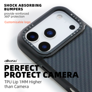 Coque de téléphone Aikusu 1500D en fibre d'aramide Kevlar pour iPhone 13 14 15 16 17 Pro Max Air Plus - Product Image 3