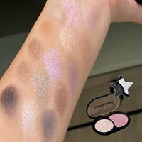 Palet Eyeshadow OEM Dua Warna Hasil Panggang, Shimmer Glitter Efek Berlian, Bubuk Halus, Tahan Lama, Tahan Air