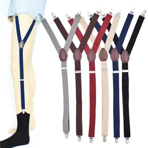 Wholesale Men's Non-slip Y Shaped Adjustable Suspenders Elastic Uniform Garter Belts Shirt Stays For Men