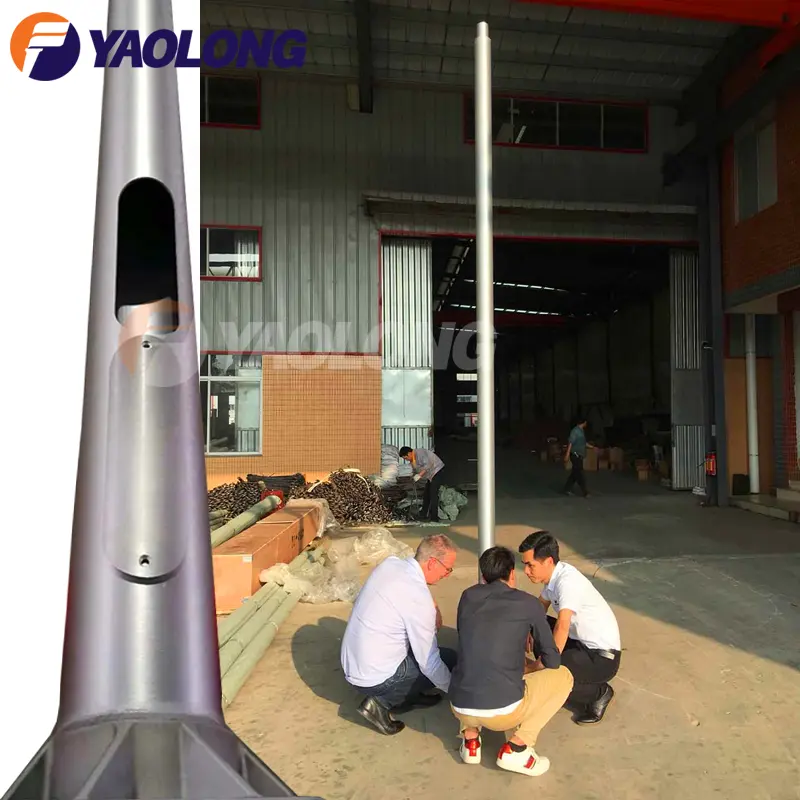 Yaolong एल्यूमीनियम 20ft बिजली स्ट्रीट लाइट पोल सड़क प्रकाश व्यवस्था के लिए