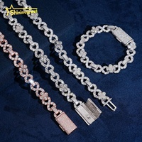 Nouveau Design Luxe Mode Argent 925 Hip Hop Trèfle 10mm Moissanite Chaîne Cubaine Collier Infini