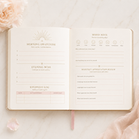 Journal de Gratitude Quotidien Personnalisé LABON en Cuir Vegan Champagne – Carnet de Bien-être de Luxe pour Femme
