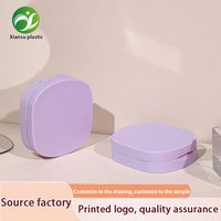 Boîte d'emballage magnétique carrée arrondie violette personnalisée pour faux cils, boîte cosmétique vide en plastique portable – Vente en gros