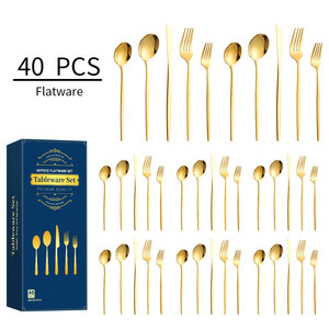 Rose Gold Eco-Friendly 40-Piece Travel Cutlery Set for Wedding and <b>Christmas</b> Luxury Stainless Steel Flatware - Product Image 6