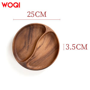 WOQI moderno rotondo vassoio da portata in legno all'ingrosso vano in legno piatto sostenibile diviso in legno antipasto e piatto da Dessert - Product Image 5