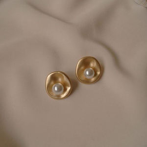 Handmade Pearl Stud Earrings Brass Freshwater Baroque Pearl Earring New <b>for</b> <b>Girls</b> - Product Image 1