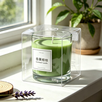 Boîte à bougies pliée parfumée en PET biodégradable transparente, personnalisable avec logo imprimé, pour mariage, fête, artisanat quotidien