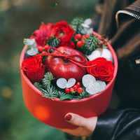 Vente en gros de magnifiques coffrets de fleurs de Roses rondes en carton, boîte postale pour cadeau de noël avec couvercle de fenêtre Transparent