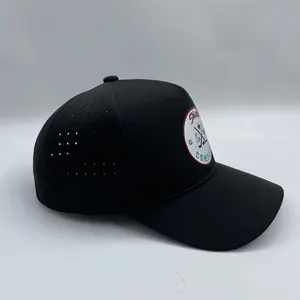 Custom Blank Black Laser Perforated Low Profile Water Proof K Frame Baseball Golf Hat Cap Men With Custom Logo