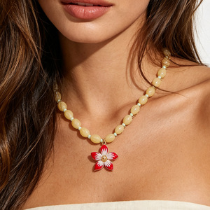 <span class=keywords><strong>Set</strong></span> Tre Pezzi di Gioielli Floreali Stile Europeo-Americano: Collana, Orecchini e Spilla con Perline a Fiore, Stile Pastorale Femminile, Regalo per Feste - Product Image 1