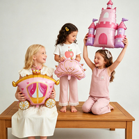 Ballons en aluminium rose thème Princesse pour filles, grande taille, en forme de château et de calèche, pour décoration de fêtes, Bolso