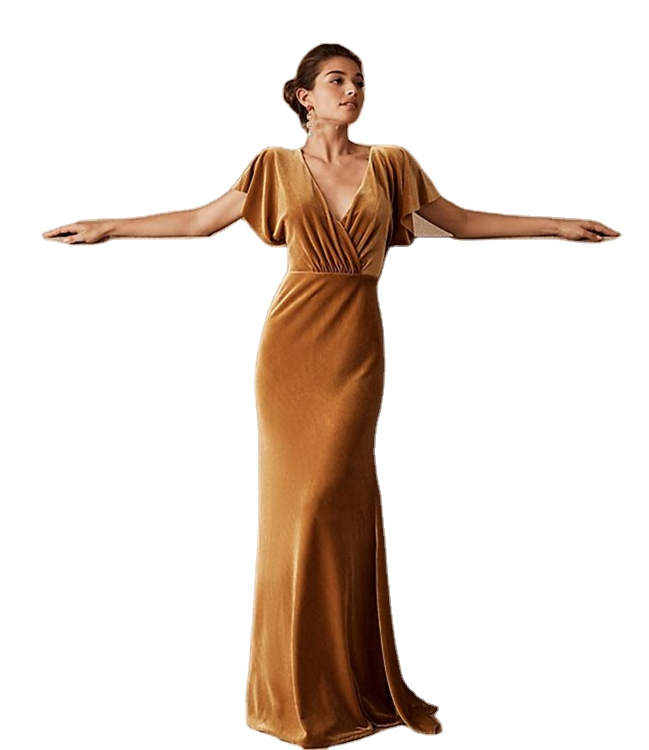 New Arrival Elegant Lady Plus Size Bridesmaid Party Velvet Evening Gowns