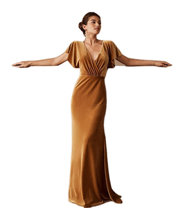 New Arrival Elegant Lady Plus Size Bridesmaid Party <strong>Velvet</strong> Evening Gowns - Product Image 1
