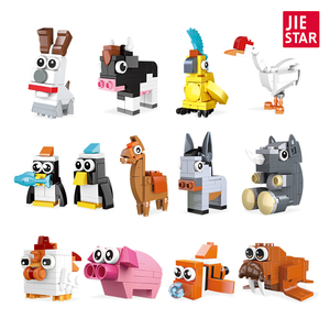 JIESTAR MOC <span class=keywords><strong>Mini</strong></span> figuras de animales lindos juego de bloques de construcción plástico educativo modelo coleccionable creativo DIY novedad regalo conjunto - Product Image 1