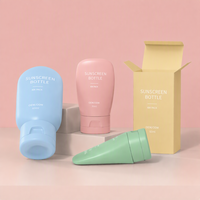 Bouteilles en plastique PE de 30 ml et 60 ml avec bouchon à clapet, vente en gros, emballage personnalisé pour crème solaire et lotion