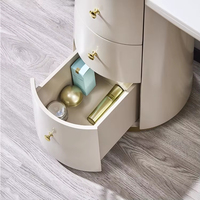 Furnistyle Table de chevet moderne en bois massif de haute qualité avec grand miroir et tabouret Ensemble de coiffeuse pour chambre à coucher et salon