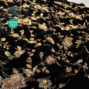 Tela de Terciopelo de Seda 100% de Lujo, con Diseño Devoré, Certificación OEKO-TEX, para Vestidos de Noche, Bodas y Cortinas - Product Image 1