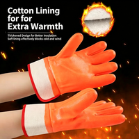 Gants de protection industriels orange antidérapants et résistants à l'abrasion pour la manutention des matériaux et les travaux de nettoyage, en PVC