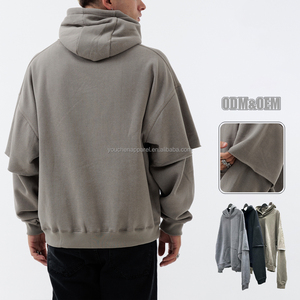 OEM Người Đàn Ông Của Chất Lượng Cao Áo Cổ Điển Rửa Áo Đôi Nguyên Liệu Cắt Lớp Tay Áo Thời Trang Phố Quần Áo - Product Image 5