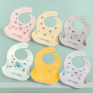 Bavoir bébé en silicone imperméable, réglable, en forme de U, pour tout-petits, avec logo personnalisé, vente en gros - Product Image 3