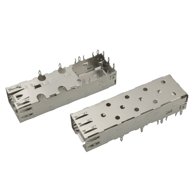Coorle Fiber Optic Connectors Cage Receptacle 1x1 20 PIN PCB Board Mounted Right Angle SFP Shell Press Pin/Solder Pin 50pcs/box