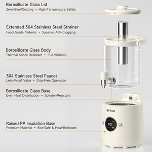 <span class=keywords><strong>Teiera</strong></span> Trasparente da 2,5L in Vetro Borosilicato <span class=keywords><strong>con</strong></span> <span class=keywords><strong>Infusore</strong></span> per Tè e Rubinetto Erogatore per Acqua Calda - Product Image 4