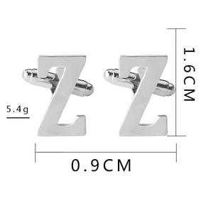 Gemelos con inicial <span class=keywords><strong>de</strong></span> aleación <span class=keywords><strong>de</strong></span> metal para hombre, 26 letras <span class=keywords><strong>en</strong></span> inglés, A-Z, alfabeto francés, joyería barata - Product Image 4