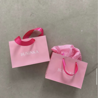 Bolsa de Compras de Papel Rosa Claro con Estampado de Líneas de Sujetador Rosa Oscuro, Asa de Cuerda Gruesa, Bolsa de Embalaje para Boutique de Lencería