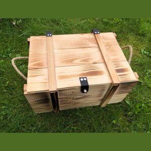 Boîte de rangement en bois rétro avec poignées en corde de chanvre, rectangulaire, multifonctionnelle, pour l'organisation du salon - Product Image 1