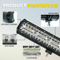 Auxtings-barre lumineuse de travail led double couleur, lampe d'éclairage de travail 72w, 4x4 en ambre blanc 12v 24v, 50 pouces, 4 5 7 13 15 17 20