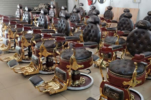 Suprimentos para barbeiro cadeira de madeira e ouro, vintage para barbeiro para homens - Product Image 3