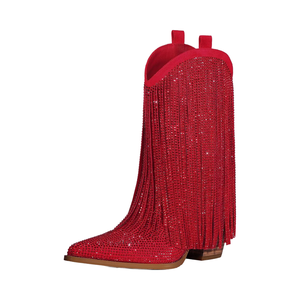 <span class=keywords><strong>Stivali</strong></span> da <span class=keywords><strong>Cowboy</strong></span> Alti da <span class=keywords><strong>Donna</strong></span>, Stile Western con Strass e Nappe, Chiusura a Zip, Tomaia in Microfibra, Tacco Grosso 7,5 cm, Punta Affusolata - Product Image 1