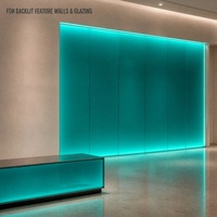 Panel Kaca Berlapis Biru Cyan untuk Dinding Fitur Backlit