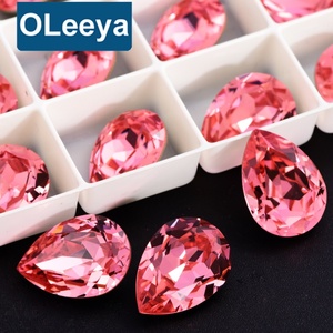 Oleeya Factory - Cristales de imitación en forma de lágrima de vidrio de 13*18 mm con parte trasera puntiaguda, gemas de strass a granel para prendas de vestir - Product Image 1