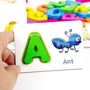 就学前学習教育木製面白い英語アルファベット文字フラッシュペーパーカードボードマッチングパズルゲームおもちゃ子供用 - Product Image 5