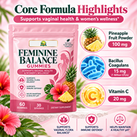 Gummies Premium Équilibre Féminin Saveur Ananas Hawaïen – Soutien Quotidien pour la Flore Intime Féminine, l'Équilibre du pH et la Défense Immunitaire