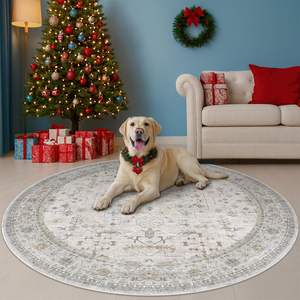พรมปูพื้นกลมลายคริสตัลกำมะหยี่ ทนต่อคราบสกปรก เหมาะสำหรับตกแต่งห้องนั่งเล่น - Product Image 1