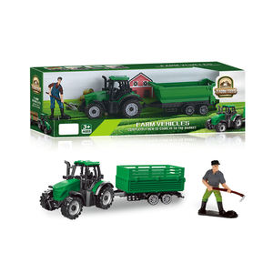 H&C TOYS HC693514 <span class=keywords><strong>Jouet</strong></span> de <span class=keywords><strong>camion</strong></span> de ferme à glissière pour enfants, tracteurs miniatures en plastique à friction avec voiture de fermier transportant un <span class=keywords><strong>jouet</strong></span> pour les enfants de 2 à 4 ans - Product Image 1